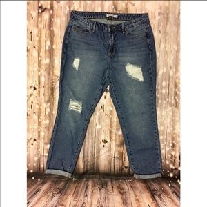 JustFab medium wash distressed boyfriend jeans